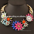 2015 trendy fashion European big chain flower resin big stone necklace